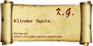 Klinder Gyula névjegykártya