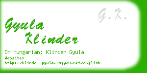 gyula klinder business card